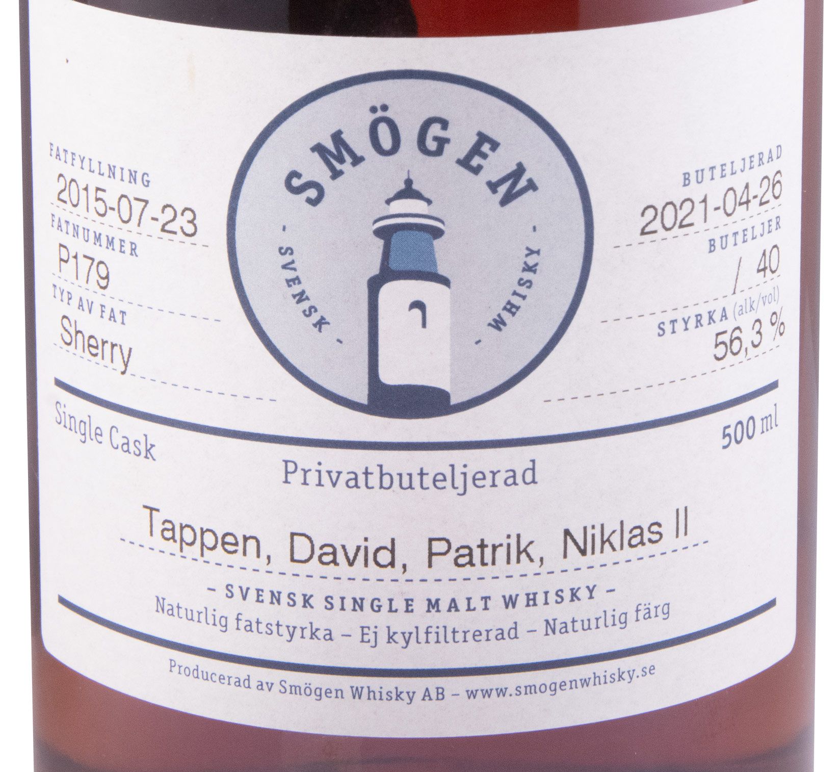 2015 Smögen Sherry 6 anos (garrafa n.º 40 - P179) 50cl