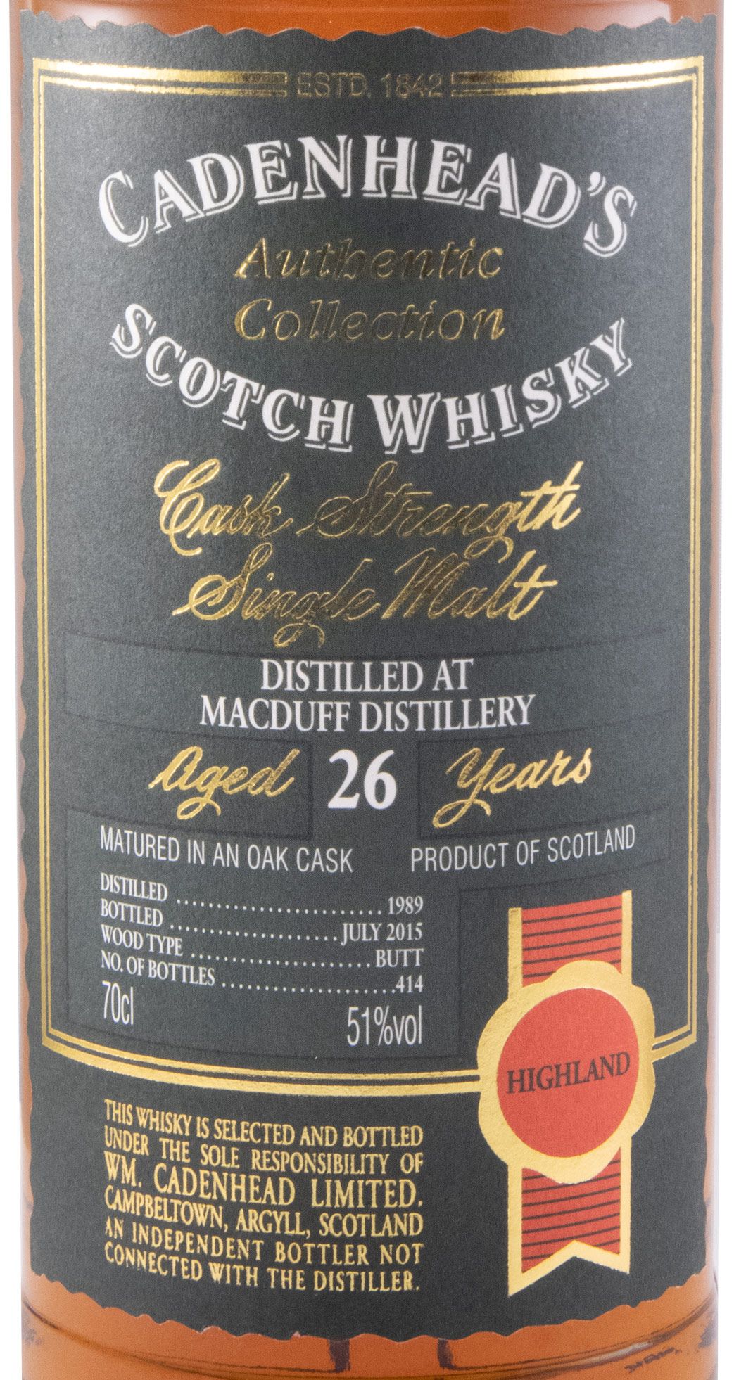 1989 Cadenhead's Macduff Cask Strength 26 years