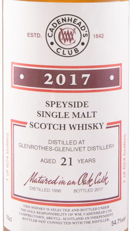 2017 Cadenhead's Glenrothes-Glenlivet 21 anos