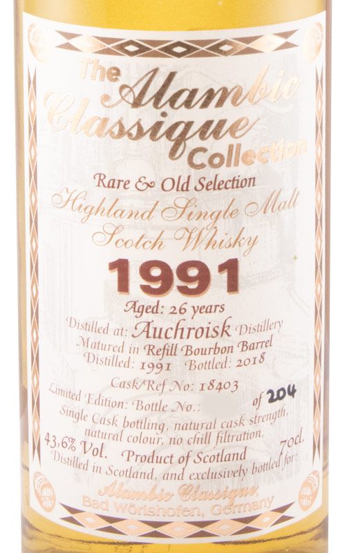 1991 The Alambique Classique Collection Auchroisk Cask 18403 26 years (bottled in 2018)