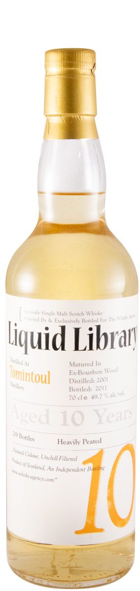2001 Tomintoul Liquid Library Heavily Peated 10 anos (engarrafado em 2011)