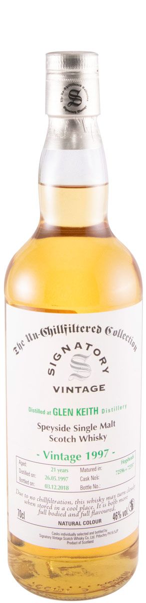 1997 Signatory Vintage Glen Keith The Un-Chillfiltered Collection 21 anos (engarrafado em 2018)