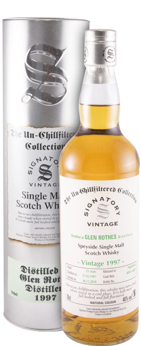 1997 Signatory Vintage Glenrothes The Un-Chillfiltered Collection 21 anos (engarrafado em 2018)