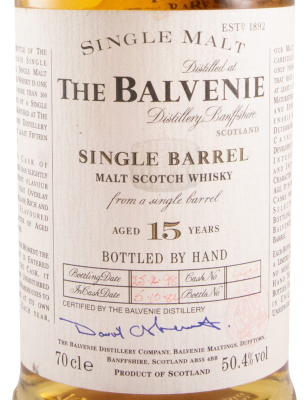 Balvenie Single Barrel Cask 4909 15 anos (engarrafado em 1998)