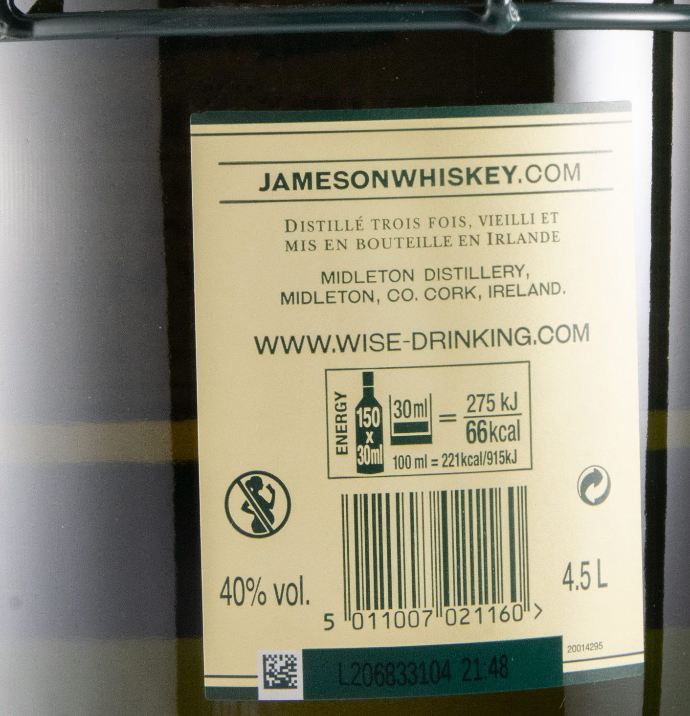 Jameson Triple Distilled c/Suporte Rotativo 4,5L