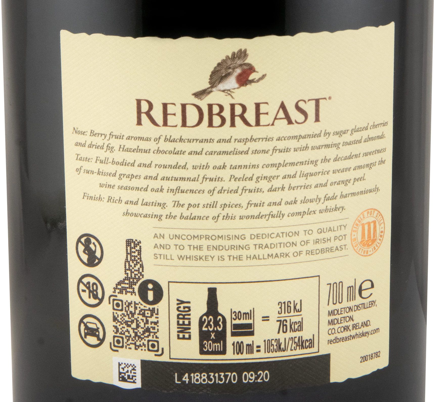 Redbreast Single Pot Still 18 anos