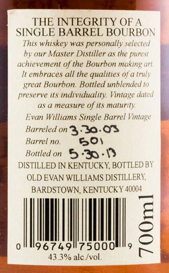 2003 Evan Williams Single Barrel Vintage