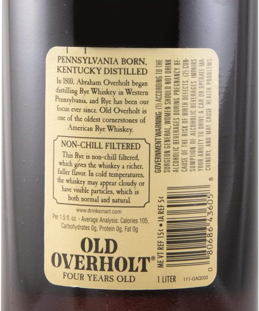 Old Overholt Straight Rye 4 years 43% 1L