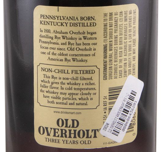 Old Overholt Straight Rye 3 anos 1L