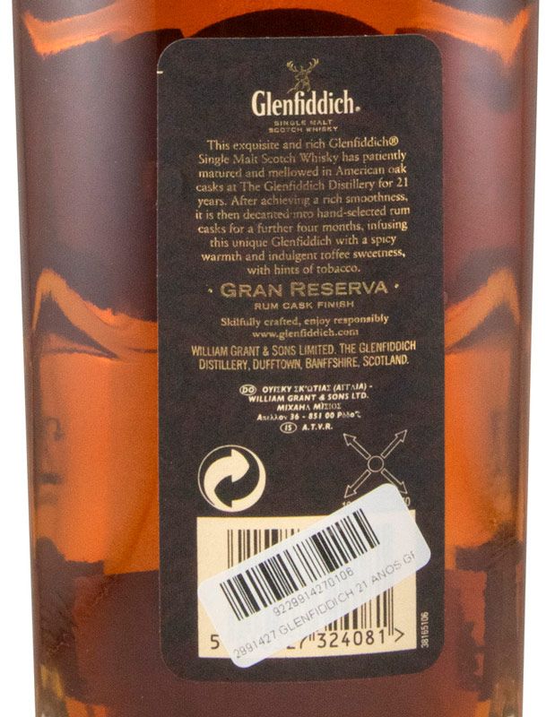 Glenfiddich Cask Selection 36 Gran Reserva Rum Cask Finish 21 anos