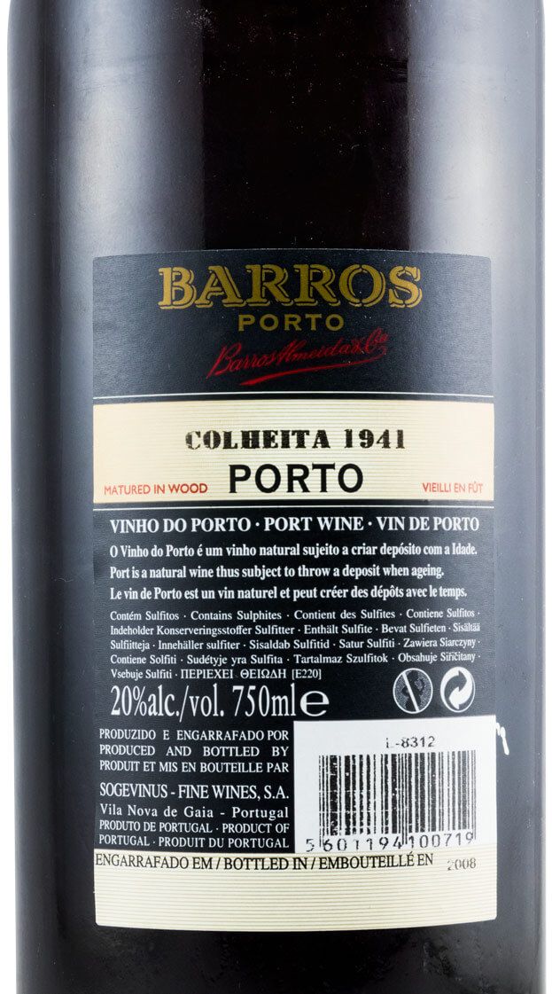 1941 Barros Colheita Porto (engarrafado em 2008)