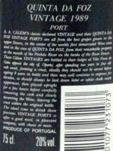 1989 Cálem Quinta da Foz Vintage Porto