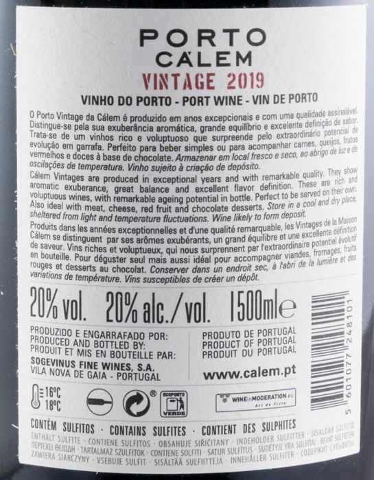 2019 Cálem Vintage Port 1.5L