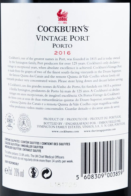 2016 Cockburn's Vintage Porto