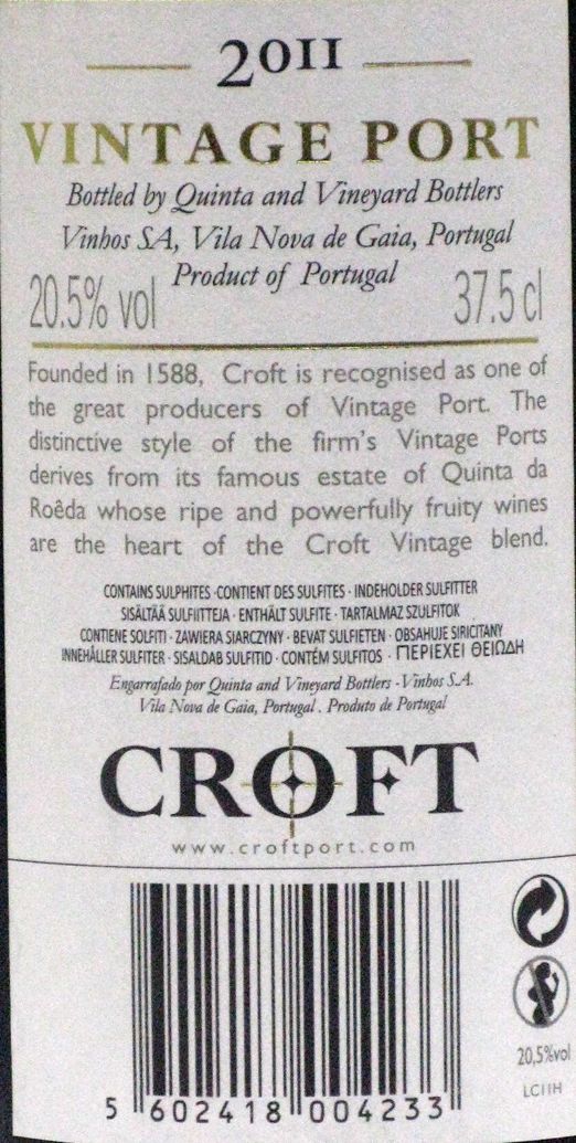 2011 Croft Vintage Porto 37,5 cl