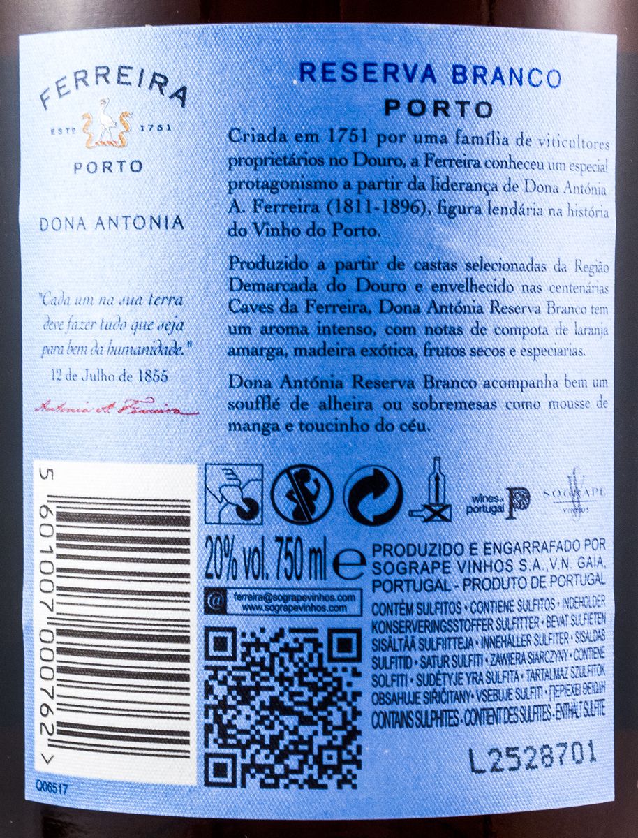 Ferreira Dona Antónia Branco Reserva Port c/Cálice