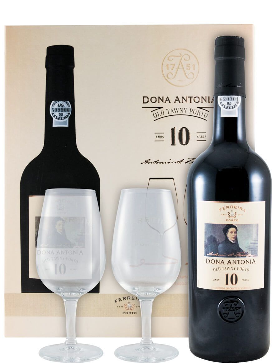Ferreira Dona Antónia 10 years w/ 2 Glasses Port