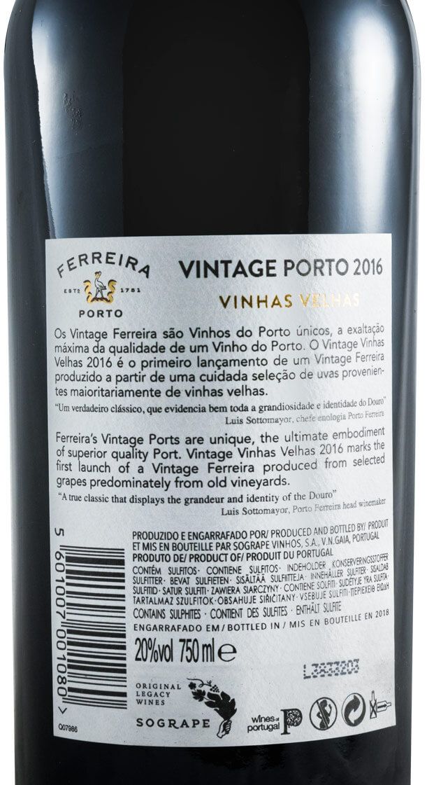 2016 Ferreira Vintage Vinhas Velhas Porto