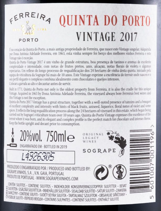 2017 Ferreira Quinta do Porto Vintage Porto