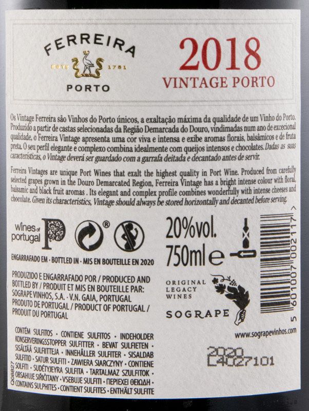 2018 Ferreira Vintage Porto
