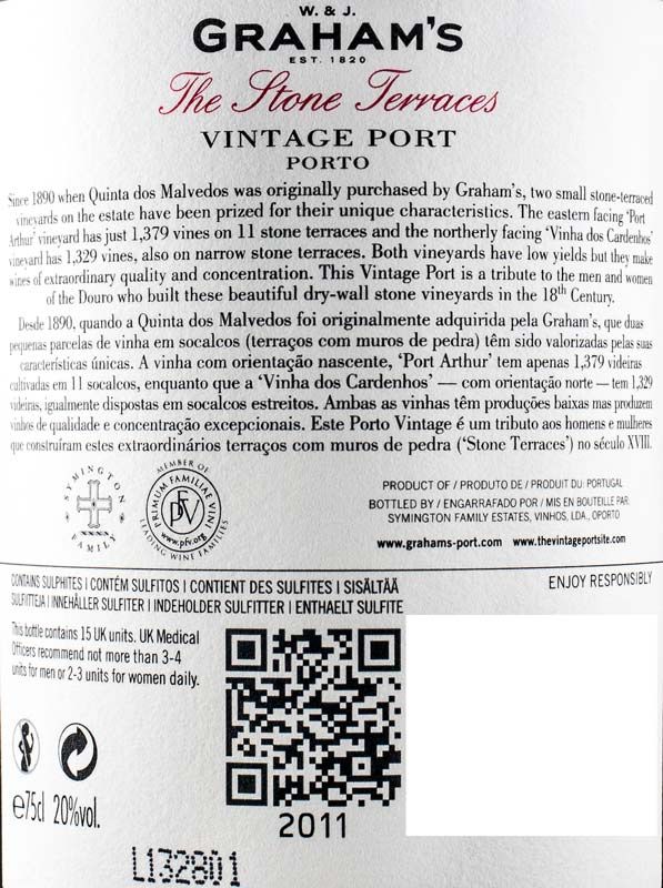 2011 Graham's The Stone Terraces Vintage Porto