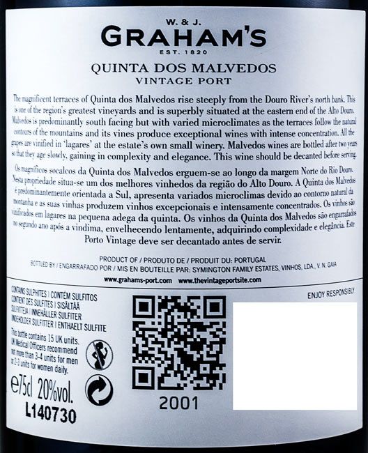 2001 Graham's Quinta dos Malvedos Vintage Porto