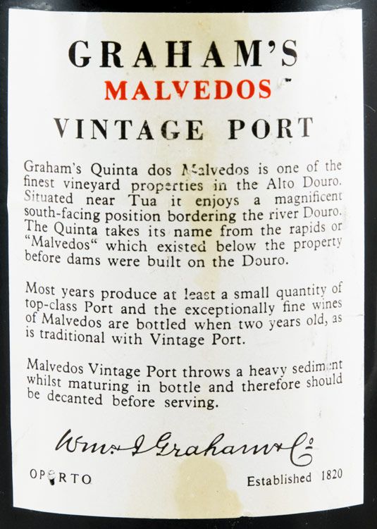 1978 Graham's Quinta dos Malvedos Vintage c/Decanter Porto