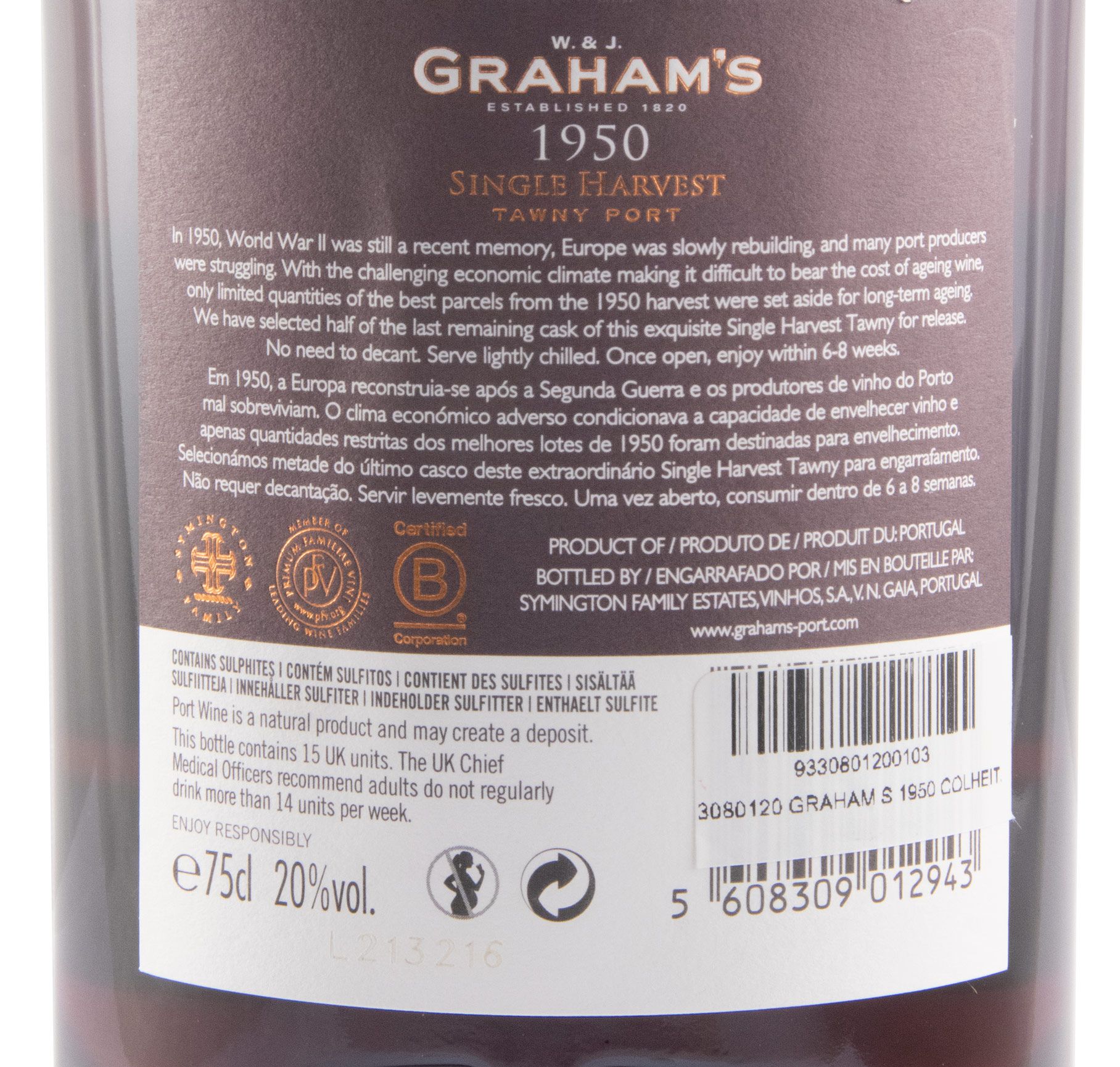 1950 Graham's Single Harvest Port