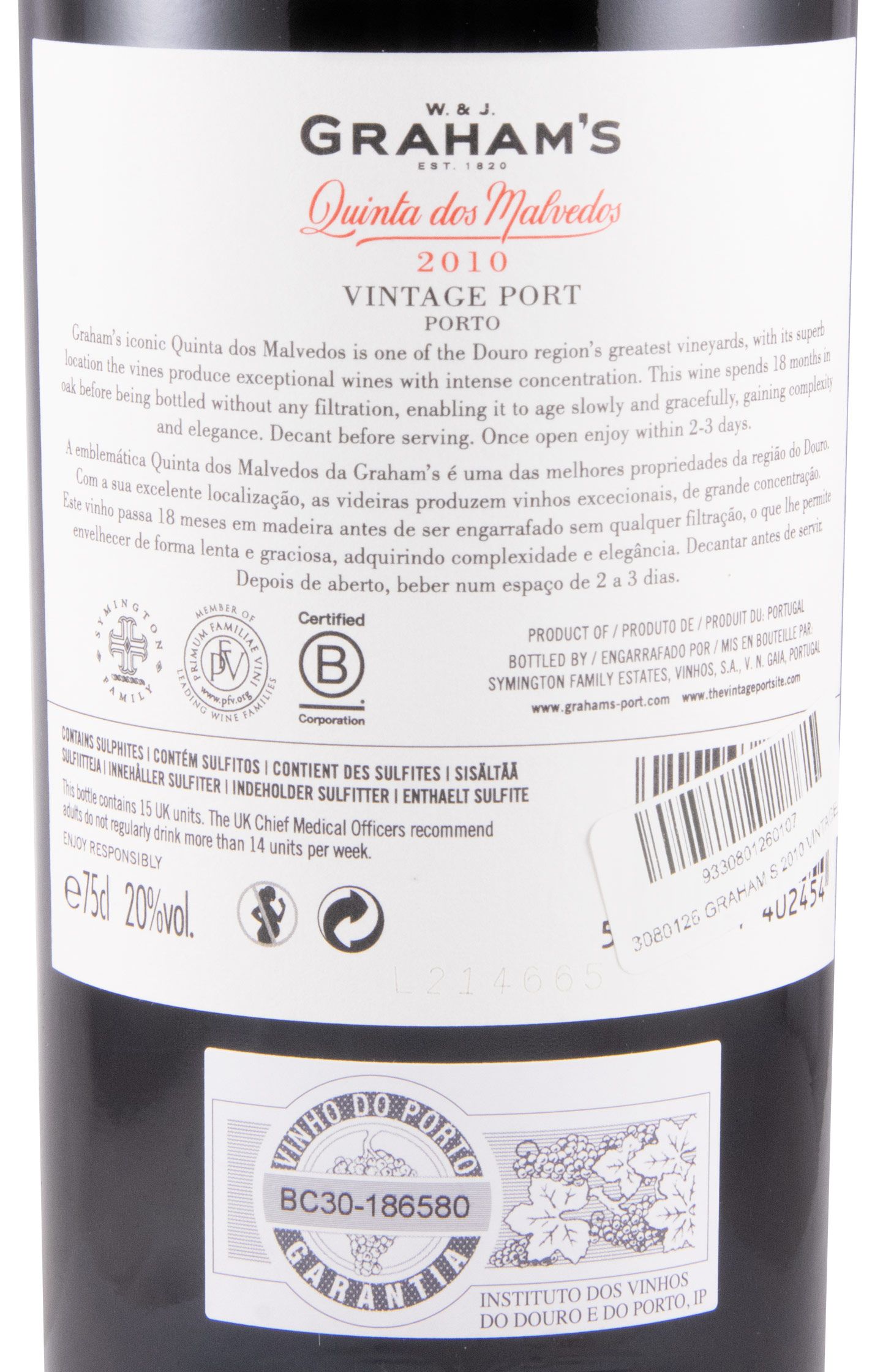 2010 Graham's Quinta dos Malvedos Vintage Port