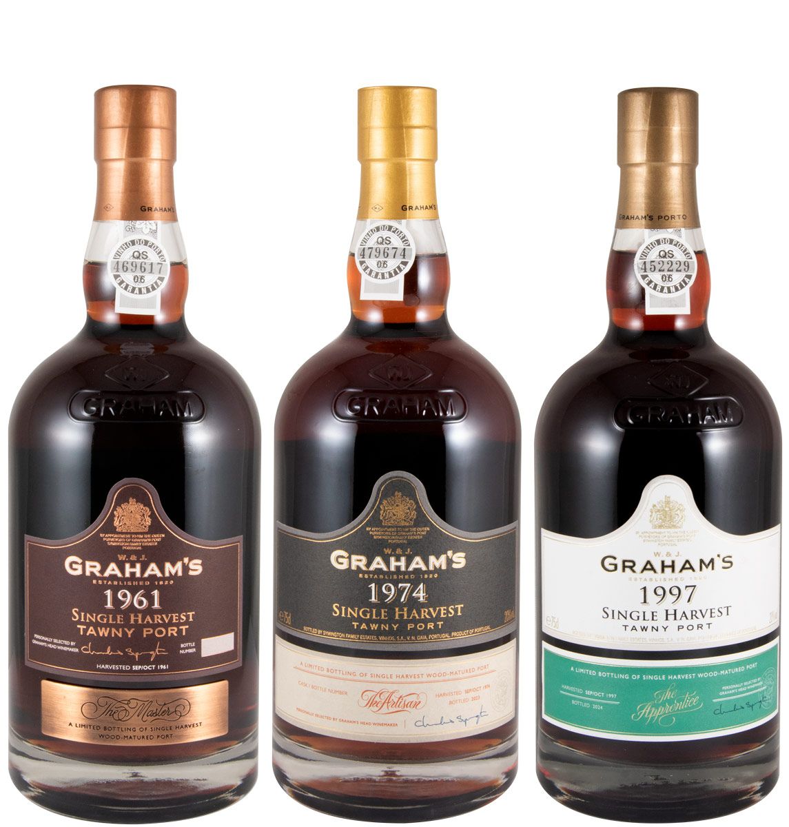 Conjunto Graham's The Cellar Master's Trilogy Colheita 1961, 1974 & 1997 Porto 3x75cl