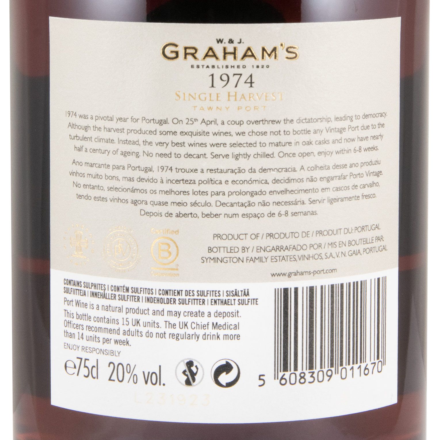 Conjunto Graham's The Cellar Master's Trilogy Colheita 1961, 1974 & 1997 Porto 3x75cl