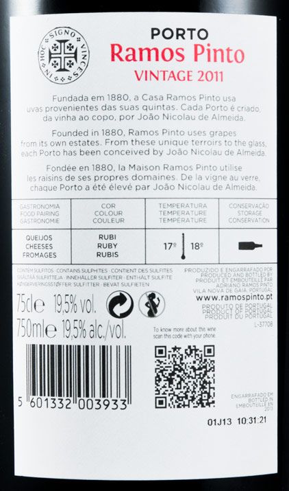2011 Ramos Pinto Vintage Porto