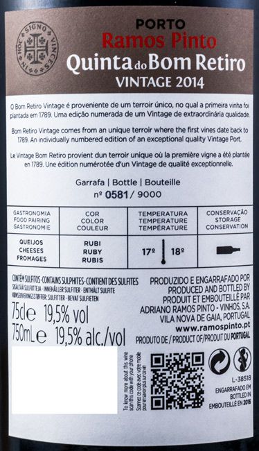 2014 Ramos Pinto Quinta do Bom Retiro Vintage Porto