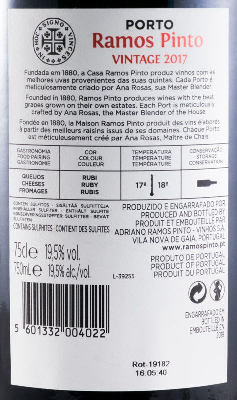 2017 Ramos Pinto Vintage Porto