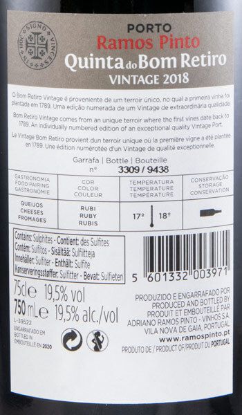 2018 Ramos Pinto Quinta do Bom Retiro Vintage Porto