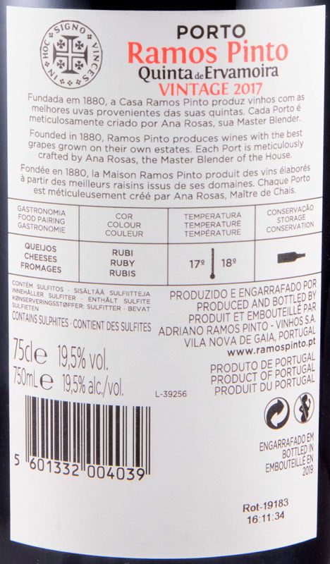 2017 Ramos Pinto Quinta de Ervamoira Vintage Porto