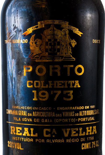 1973 Real Companhia Velha Colheita Porto (garrafa pirogravada em ouro)
