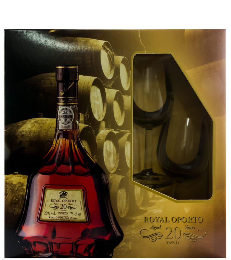 Real Companhia Velha Royal Oport 20 years Port w/Glasses