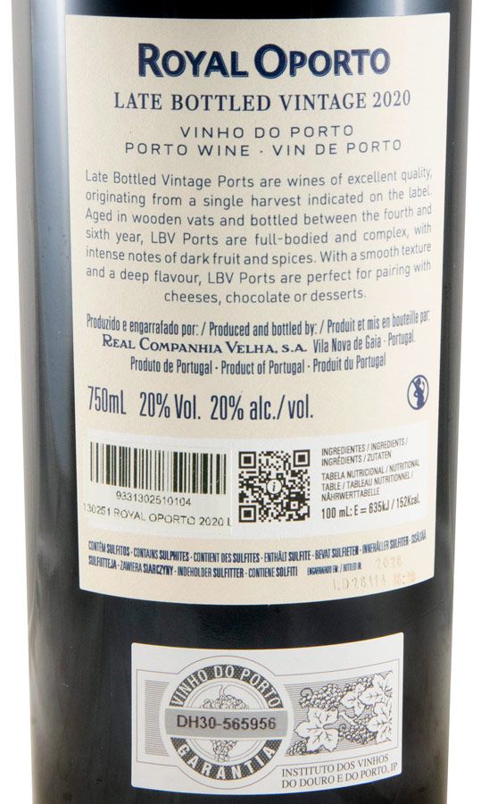2020 Real Companhia Velha Royal Oporto LBV Unfiltered Porto