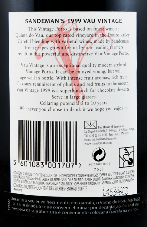 1999 Sandeman Vau Vintage Porto