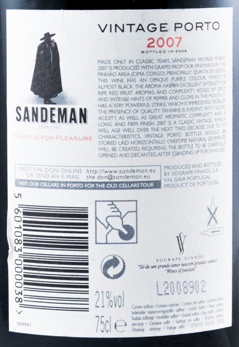 2007 Sandeman Vintage Porto