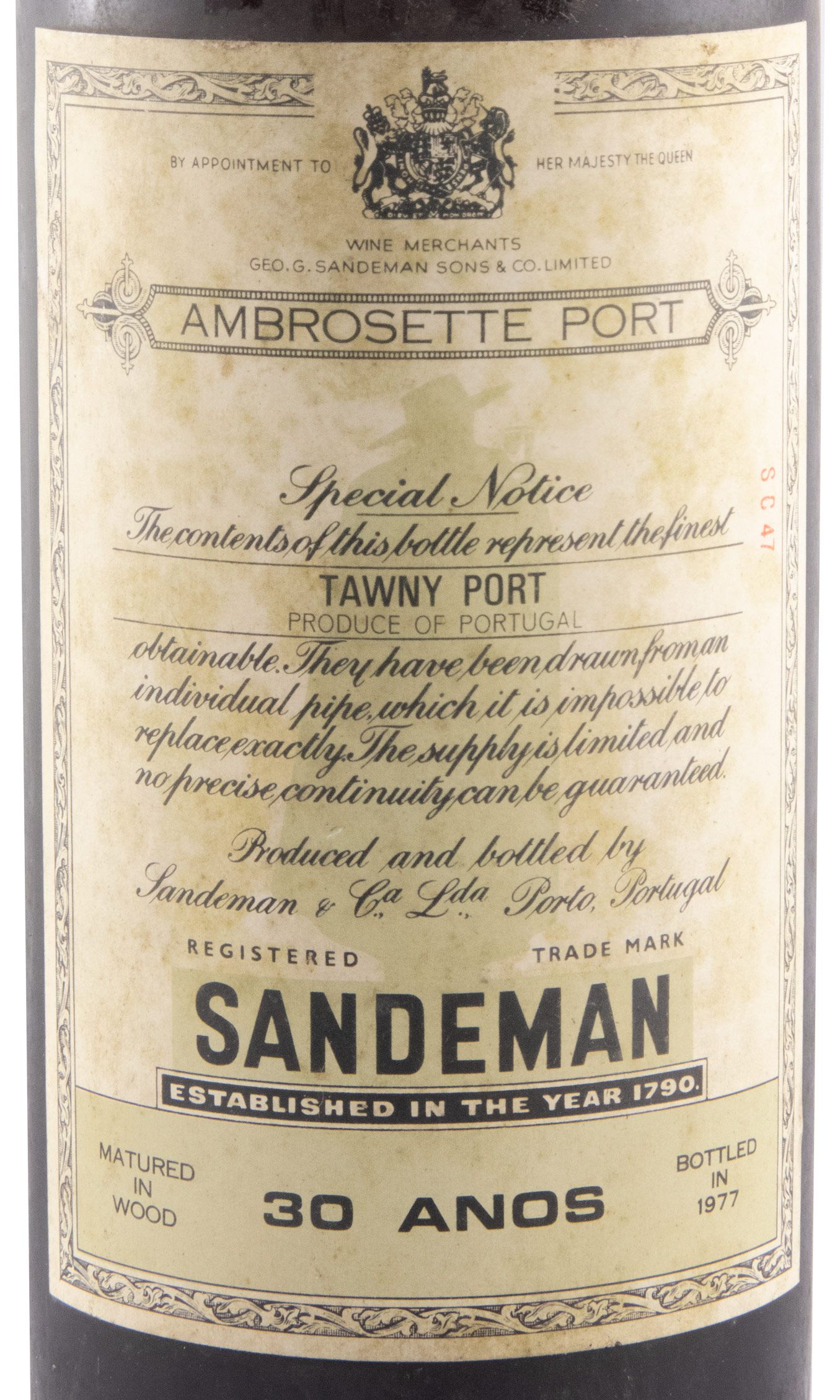 Sandeman Ambrosette 30 anos Porto (engarrafado em 1977)