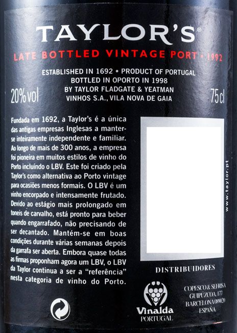 1992 Taylor's LBV Porto