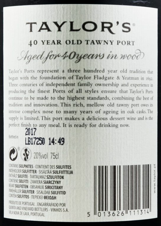 Taylor's 40 anos Porto