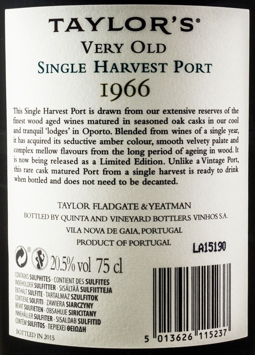1966 Taylor's Very Old Single Harvest Limited Edition Port