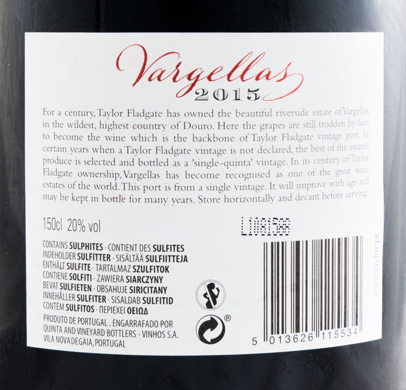 2015 Taylor's Quinta de Vargellas Vintage Port 1.5L