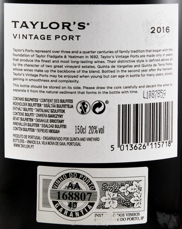 2016 Taylor's Vintage Porto 1,5L