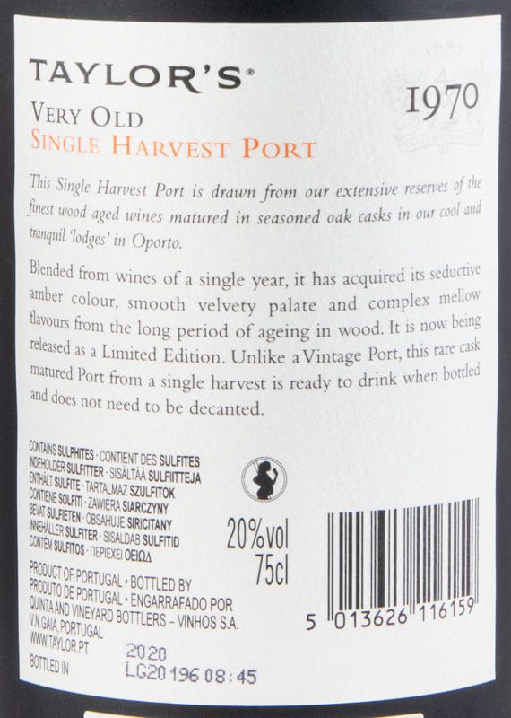 1970 Taylor's Very Old Single Harvest Limited Edition Porto