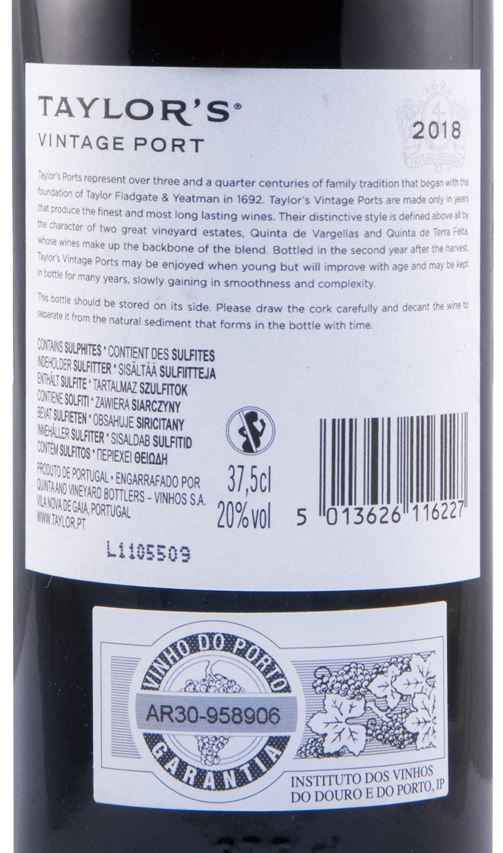 2018 Taylor's Vintage Porto 37,5cl