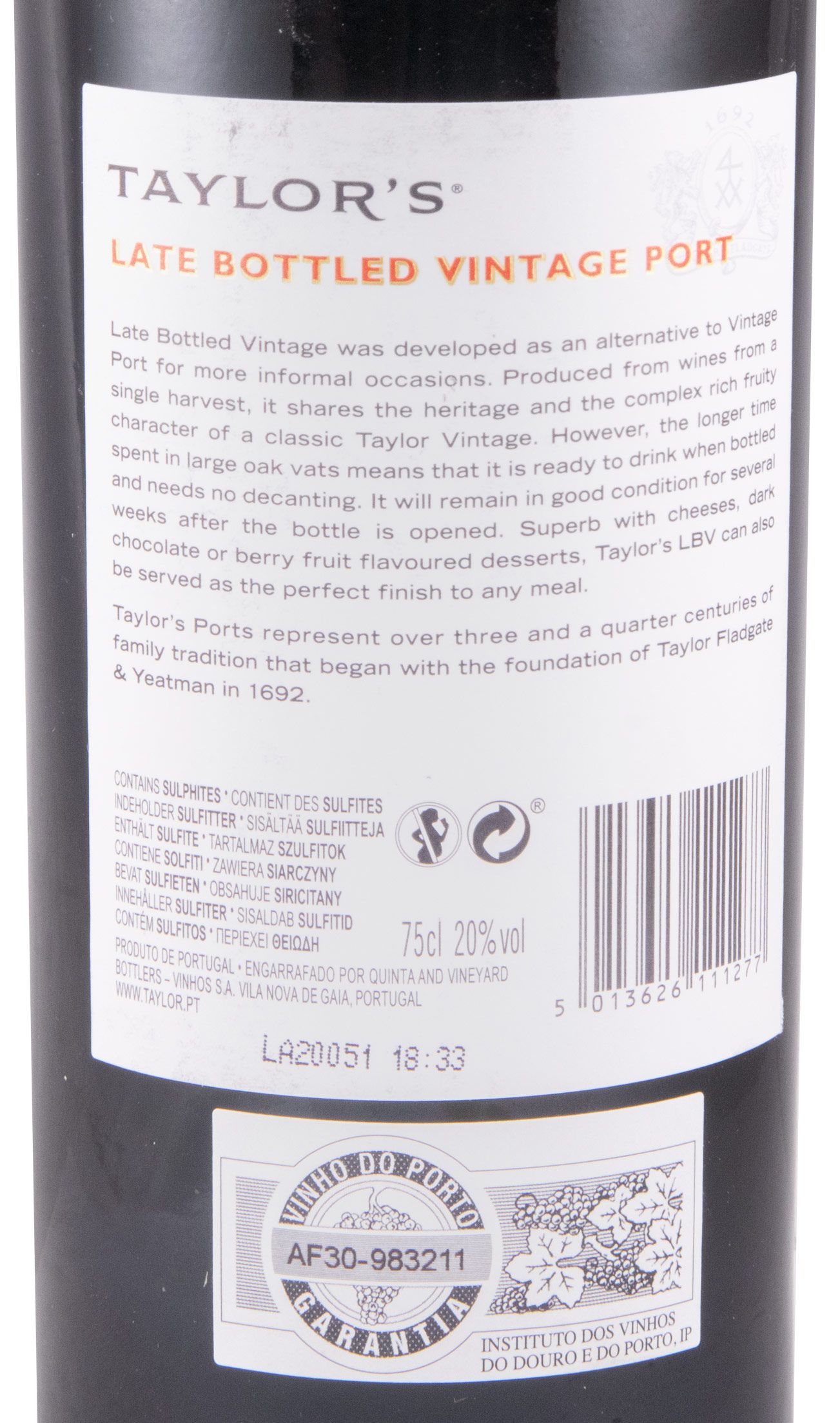 2015 Taylor's LBV w/Glasses
